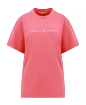 Футболка в рубчик с логотипом Stella Mccartney, розовый