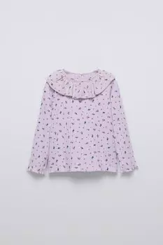 Футболка в рубчик с нагружником ZARA, лиловый