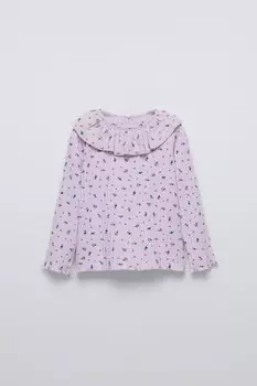 Футболка в рубчик с нагружником ZARA, лиловый