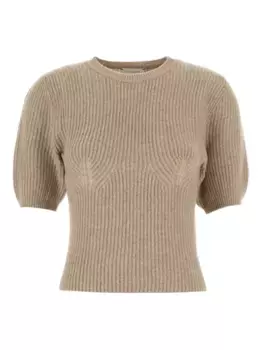 Футболка в рубчик с объемными рукавами Magda Butrym, нейтральный
