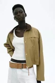 Футболка в рубчик с отделкой пико H&M, белый