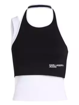 Футболка в рубчик с принтом Karl Lagerfeld Jeans, черный