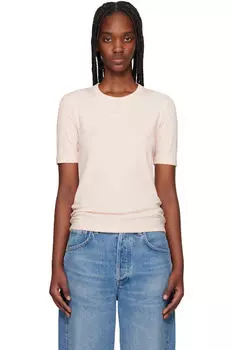 Футболка в рубчик с принтом розового лиса Maison Kitsun