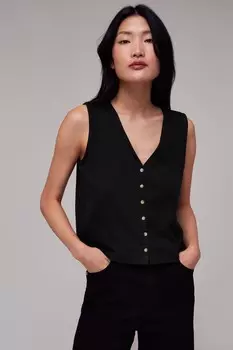 Футболка в рубчик с пуговицами спереди Whistles, черный