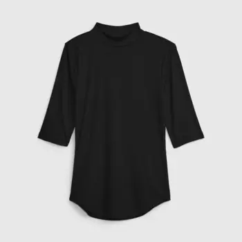 Футболка в рубчик с рукавами до локтя Gap, черный