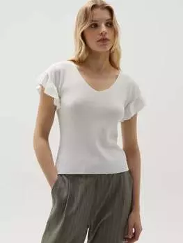 Футболка в рубчик с рукавами и воланами Hybrid, цвет optical white