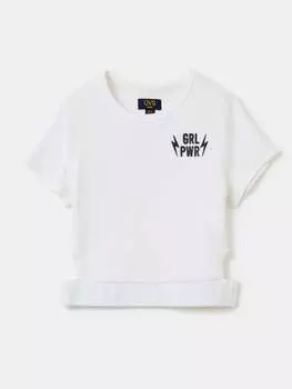 Футболка в рубчик с вырезом Ovs, цвет optical white