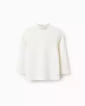 Футболка в рубчик с высоким воротником для девочки Zippy, белый