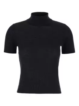 Футболка в рубчик с высоким воротником MAX MARA, синий