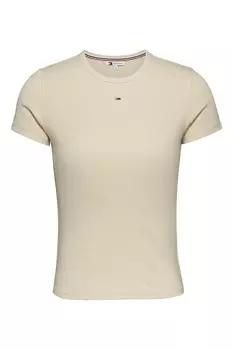 Футболка в рубчик Tommy Jeans, бежевый