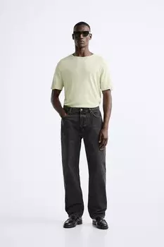Футболка в рубчик ZARA, цвет морской волны