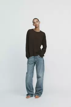 Футболка в рустическом стиле slub ZARA, коричневый