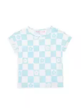 Футболка в шахматную клетку для маленькой девочки Design History, синий