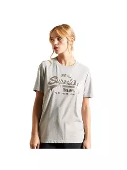 Футболка в стиле бохо с блестящим винтажным логотипом Superdry, серый