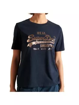 Футболка в стиле бохо с блестящим винтажным логотипом Superdry, синий