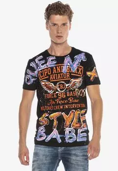 Футболка в стиле casual в стиле граффити CIPO & BAXX, черный