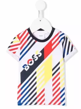 Футболка в стиле колор-блок BOSS Kidswear, белый