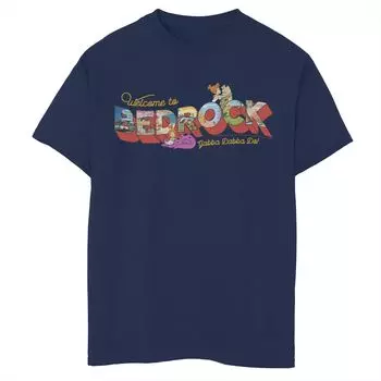 Футболка в стиле открытки с рисунком The Flintstones Bedrock для мальчиков 8–20 лет Licensed Character