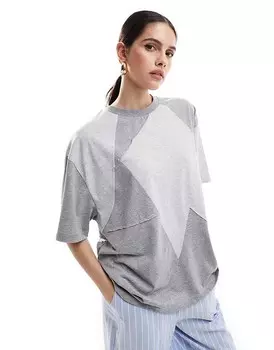 Футболка в стиле пэчворк ASOS DESIGN – melierten Eisgraut 6nen