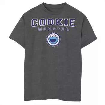 Футболка в стиле преппи с рисунком Cookie Monster для мальчиков 8–20 лет «Улица Сезам» Licensed Character