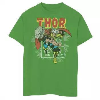 Футболка в стиле ретро для мальчиков 8–20 лет Marvel Mighty Thor Hammer Throw Licensed Character