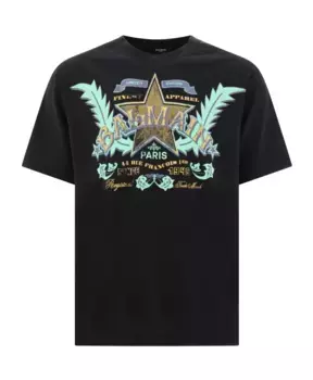 Футболка в стиле вестерн из 100% хлопка Balmain, черный