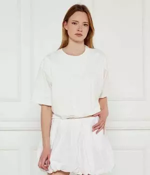 Футболка в торроне Cropped fit Pinko, белый