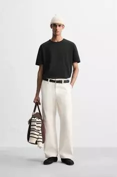 Футболка в тяжелом весе ZARA, черный