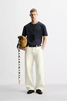 Футболка в тяжелом весе ZARA, темно-синий