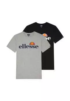 Футболка в упаковке 2 шт. - Prado с круглым вырезом и коротким логотипом однотонная хлопок Ellesse, мультиколор