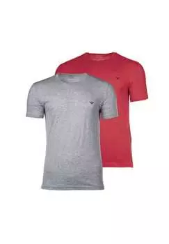 Футболка в упаковке из 2 штук - эластичный хлопок с круглым вырезом Emporio Armani, мультиколор