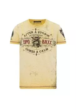 Футболка в винтажном стиле CIPO & BAXX, желтый