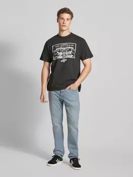 Футболка в винтажном стиле с принтом этикетки Levi's, черный