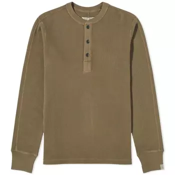 Футболка вафельного цвета с длинными рукавами Rag & Bone, окрашенная в готовом виде, оливковый