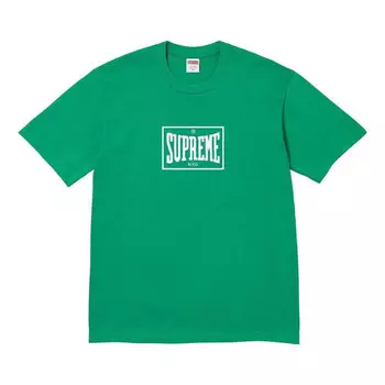 Футболка warm up t-shirt 'green white' Supreme, зеленый
