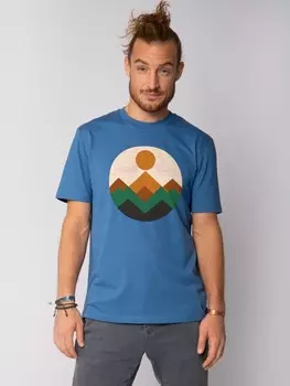 Футболка wat? Apparel T-Shirt Geometric Landscape 2, цвет Bright Blue