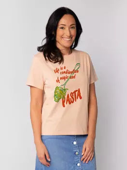 Футболка wat? Apparel T-Shirt Magic and pasta, цвет Fraiche Peche