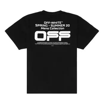 Футболка wavy line white t-shirt printing short sleeve loose fit black Off-White, черный