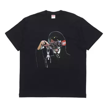 Футболка week 0 creeper tee pattern printing short sleeve black Supreme, черный