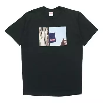Футболка week 1 banner tee short sleeve black Supreme, черный