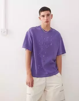 Футболка Weekday Great свободного кроя с принтом в виде брызг фиолетового цвета