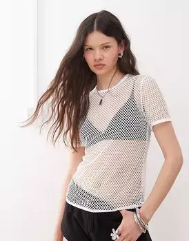 Футболка Weekday из сетчатой ткани в оттенке «белый»