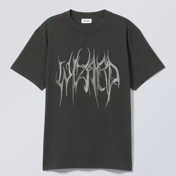 Футболка Weekday Oversized With A Graphic Print Wizard, темно-серый/светло-серый