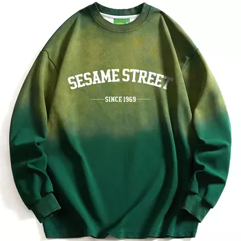 Футболка весна-осень/утепленная на флисовой подкладке унисекс SESAME STREET, Moss Green[Fleece-Lined]