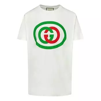 Футболка white cotton oversize with interlocking g white Gucci, белый