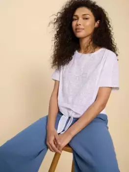 Футболка White Stuff Embroidered Tie Hem Organic Cotton, цвет brilliant white