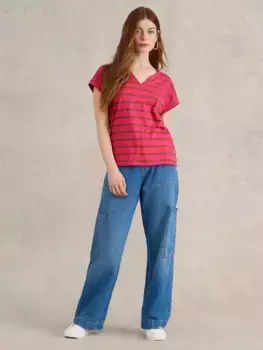 Футболка White Stuff Nelly Notch Printed, цвет pink/multi