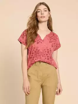 Футболка White Stuff Nelly Notch Printed, розовый