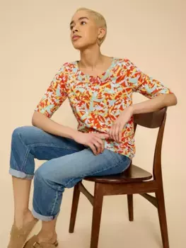 Футболка White Stuff Weaver Floral, цвет orange/multi