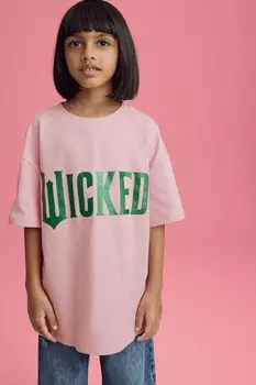 Футболка Wicked oversize из 100% хлопка (6 16 лет) Next, розовый